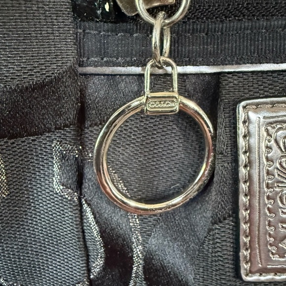 COACH 2010 POPPY OPT ART SATEEN LUREX SATCHEL BAG BLACK/SILVER #15863 - Picture 5 of 9